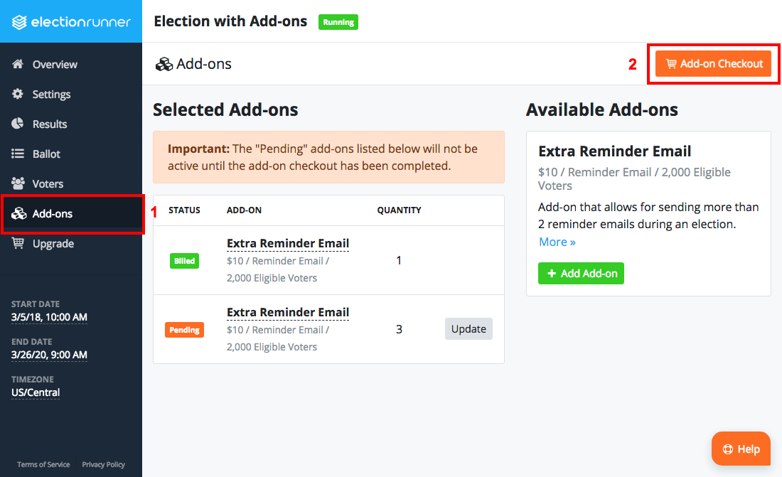 Election Add-ons Checkout